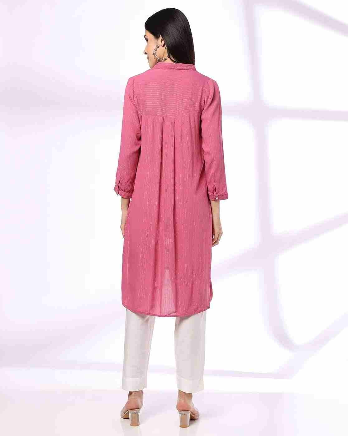 FUSION | Women Striped High-Low Straight Kurti|2