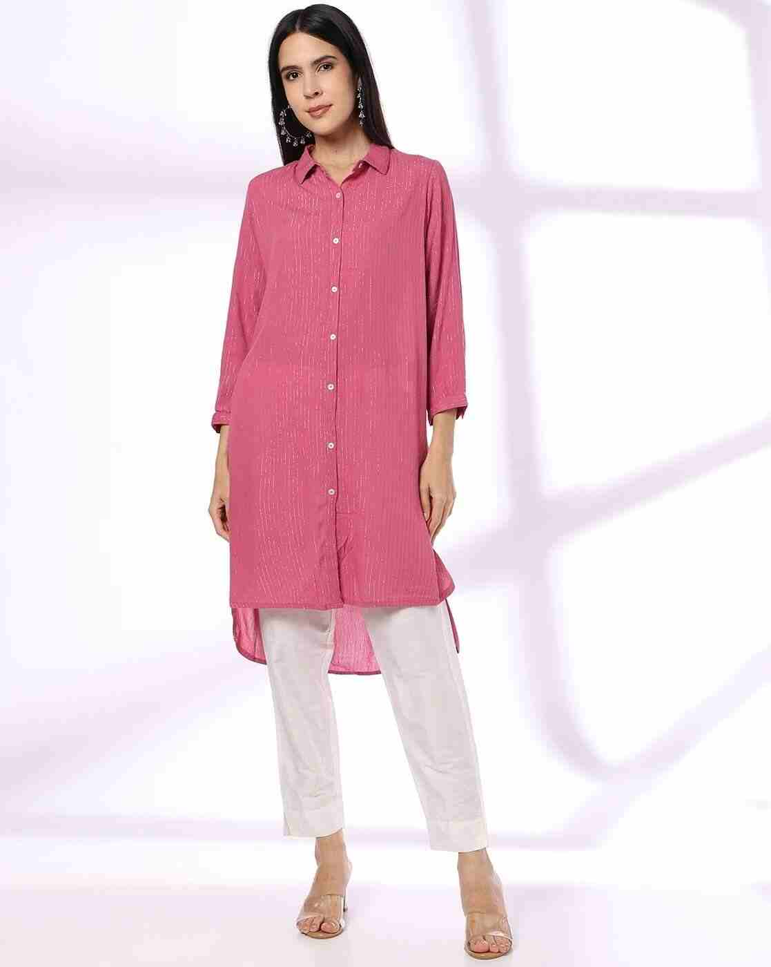 FUSION | Women Striped High-Low Straight Kurti|3