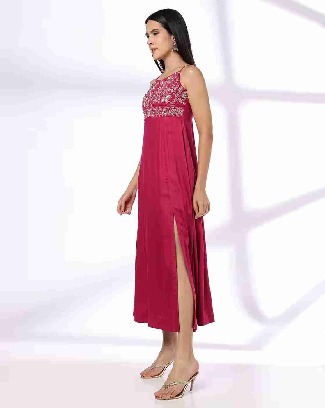 FUSION | Women Embroidered A-Line Dress|1