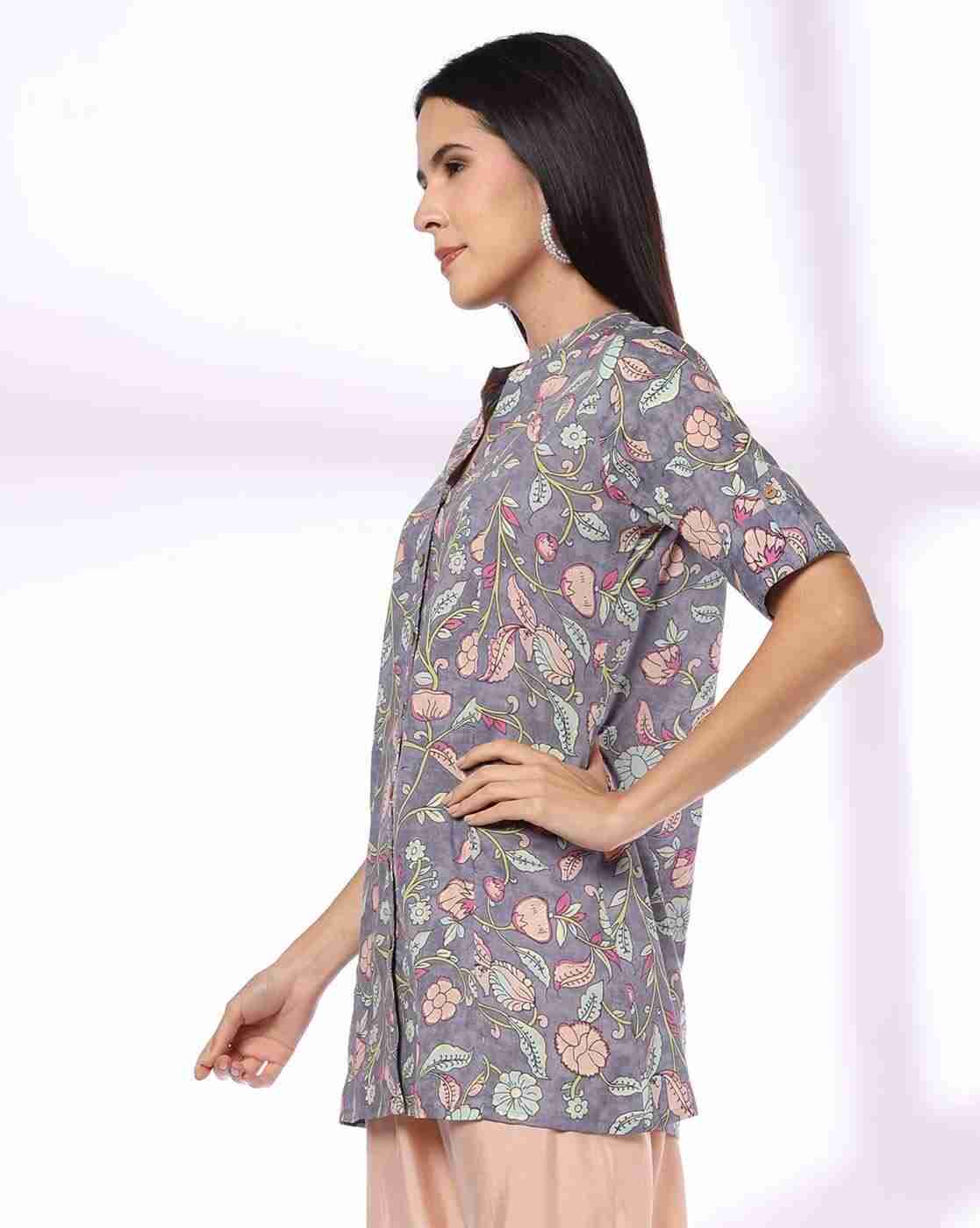 FUSION | Women Leaf Print A-Line Kurti|1