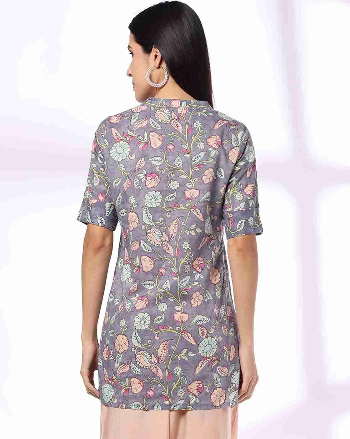 FUSION | Women Leaf Print A-Line Kurti|2