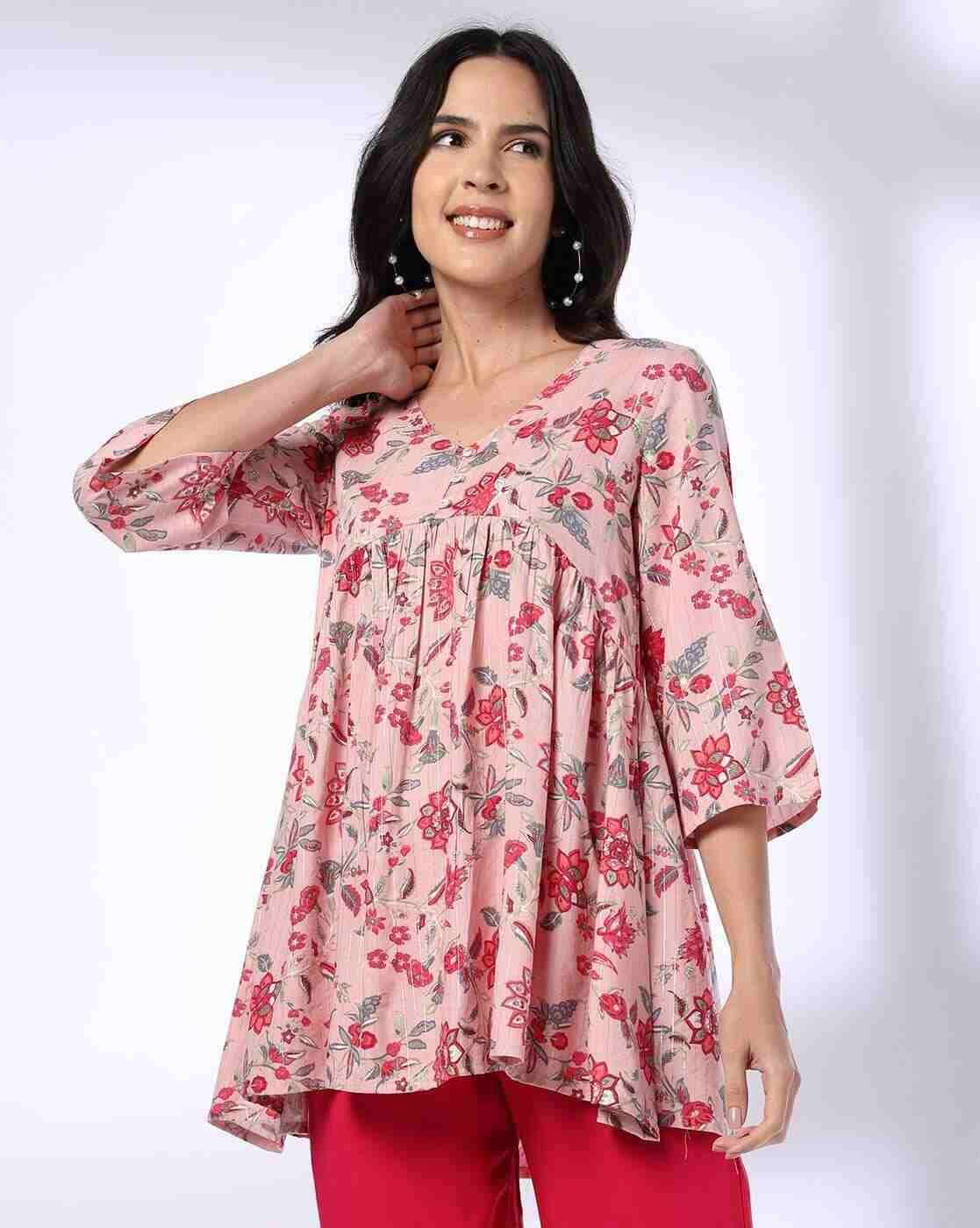 FUSION | Women Floral Print A-Line Kurti|0
