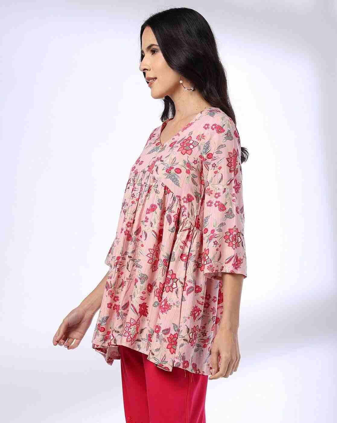 FUSION | Women Floral Print A-Line Kurti|1