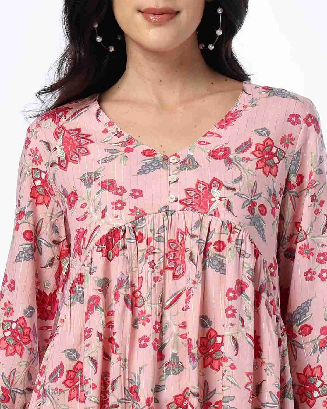 FUSION | Women Floral Print A-Line Kurti|3