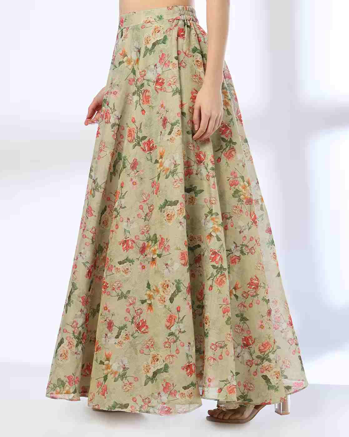 FUSION | Women Floral Print Flared Skirt|1