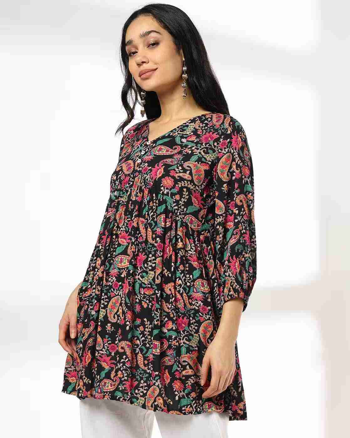 FUSION | Women Paisley Print Flared Kurti|0