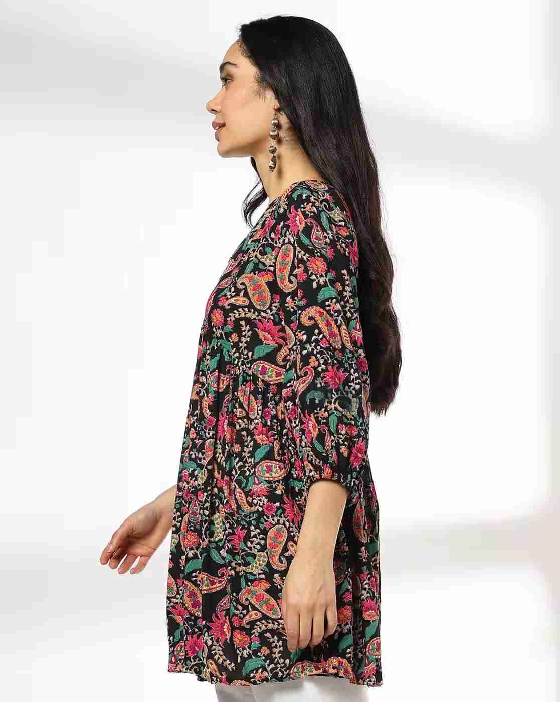 FUSION | Women Paisley Print Flared Kurti|1