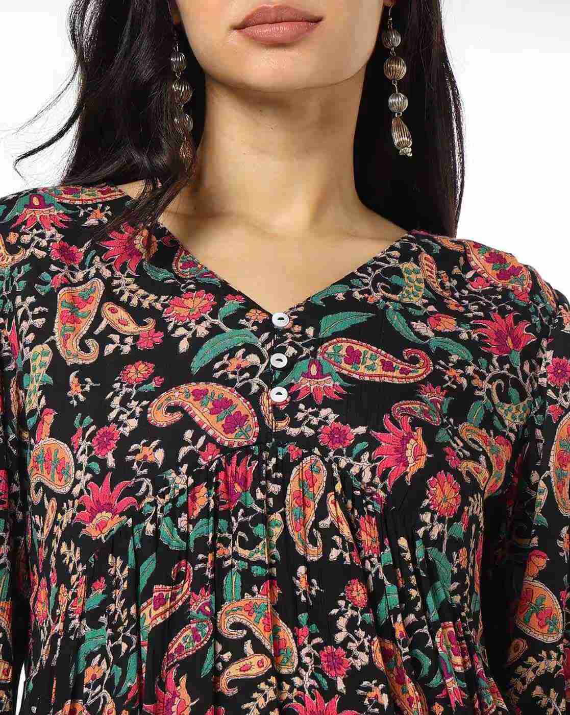 FUSION | Women Paisley Print Flared Kurti|3