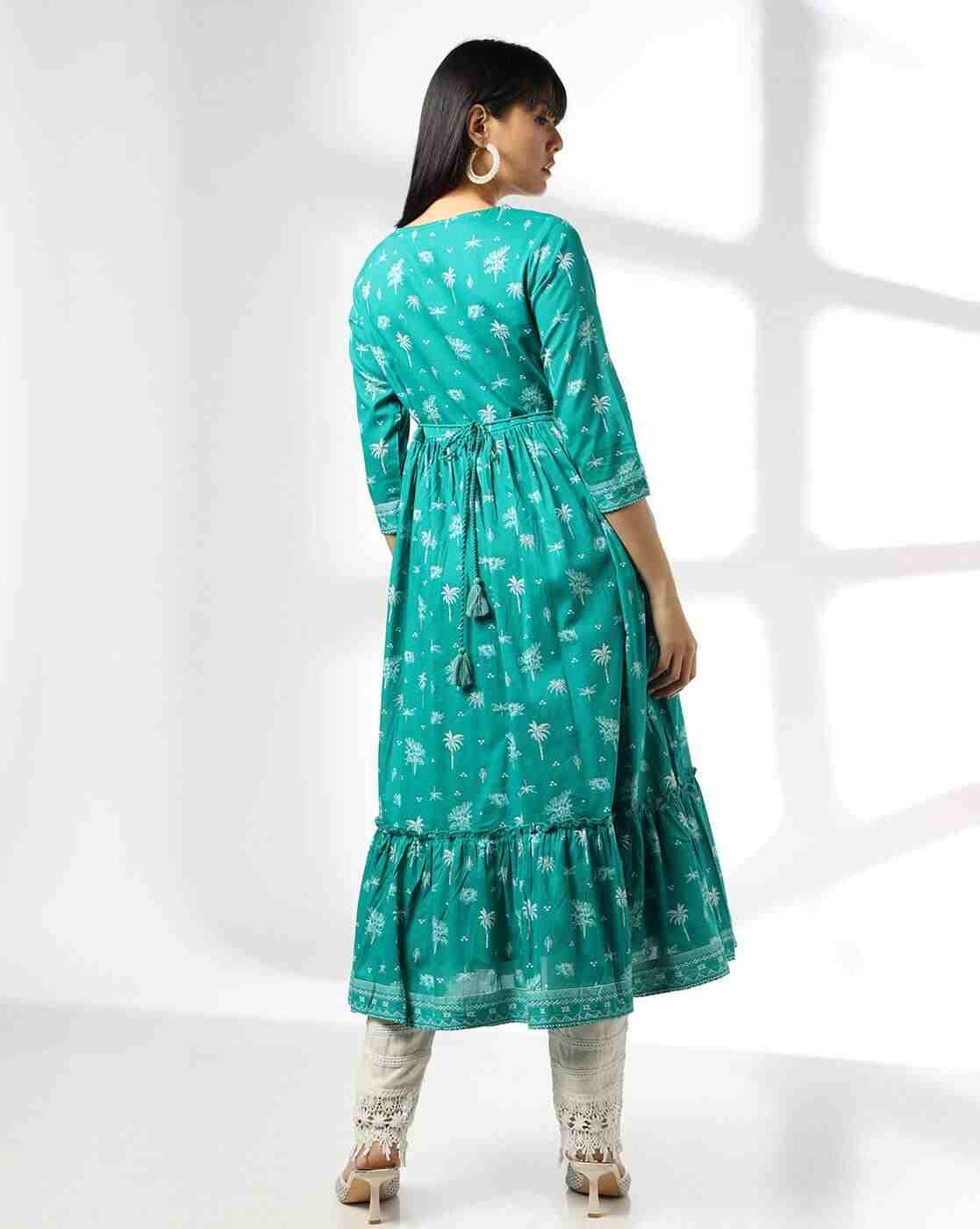 FUSION | Women Floral Print V-Neck Tiered Dress|2