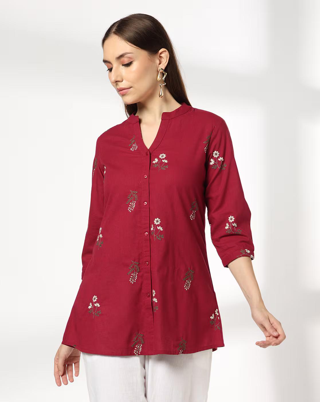 FUSION | Women Embroidered A-Line Tunic|0