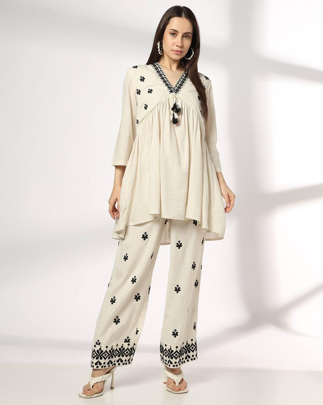 FUSION | Women Embroidered Kurti & Bottom Set|0