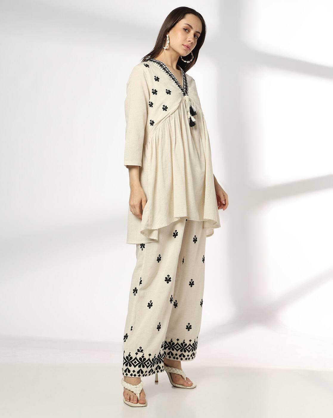 FUSION | Women Embroidered Kurti & Bottom Set|1
