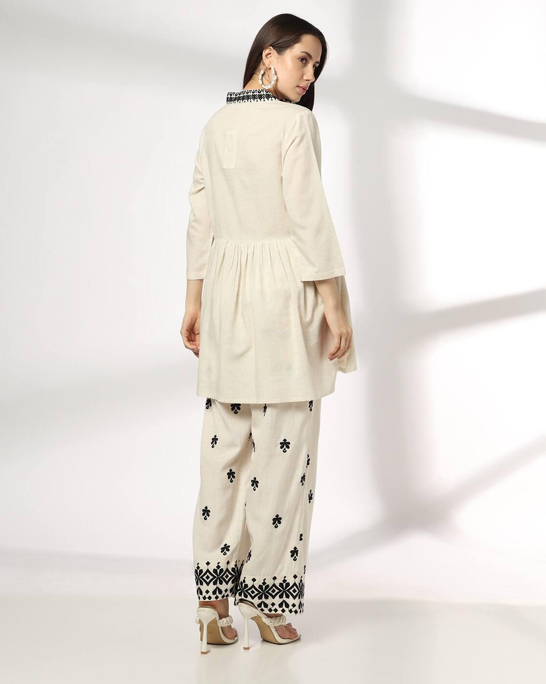 FUSION | Women Embroidered Kurti & Bottom Set|2