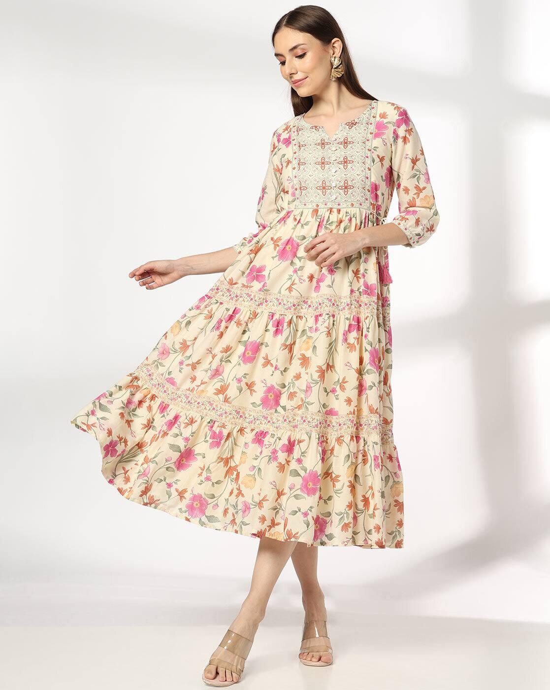 FUSION | Women Floral Print Tiered Dress|0