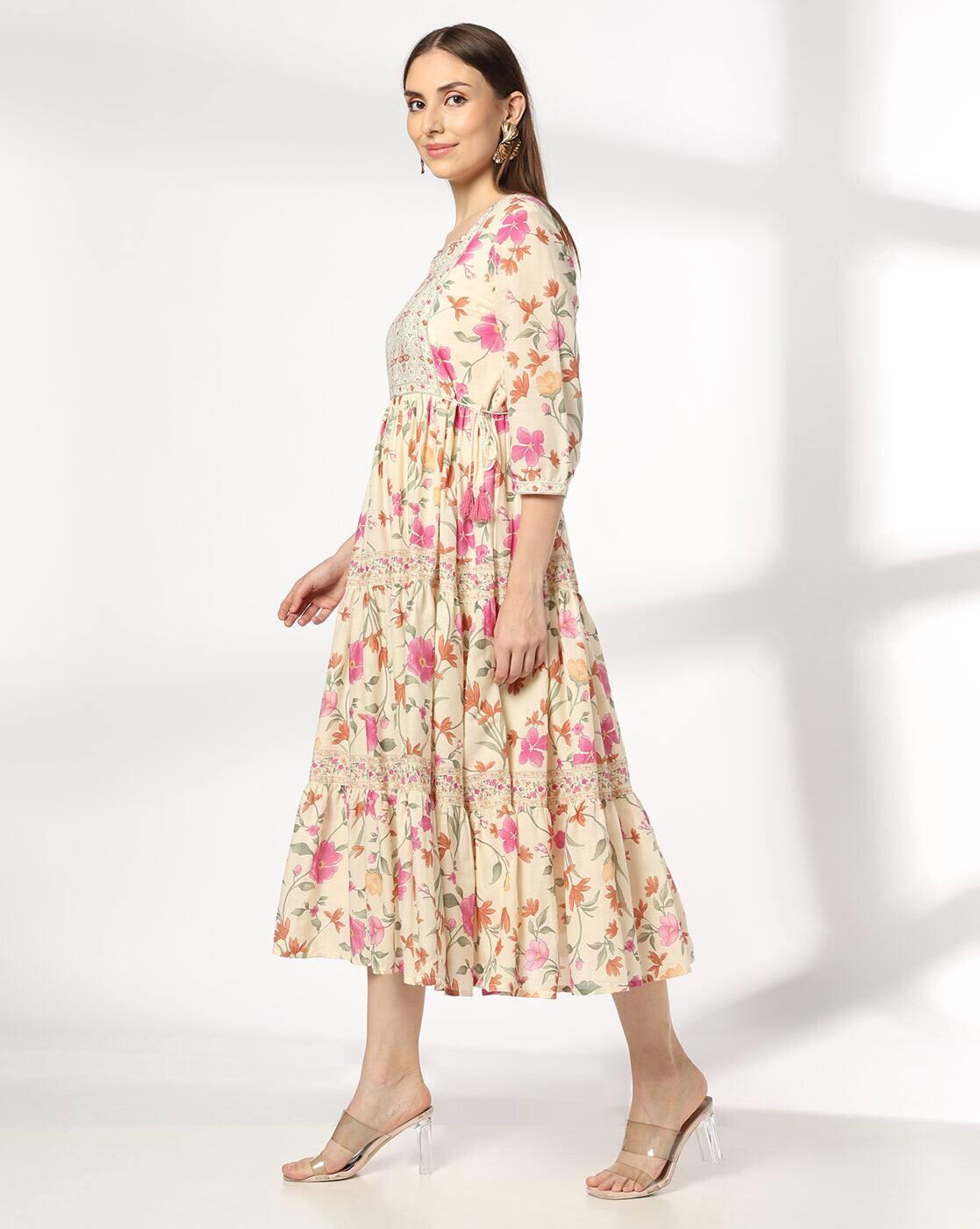 FUSION | Women Floral Print Tiered Dress|1