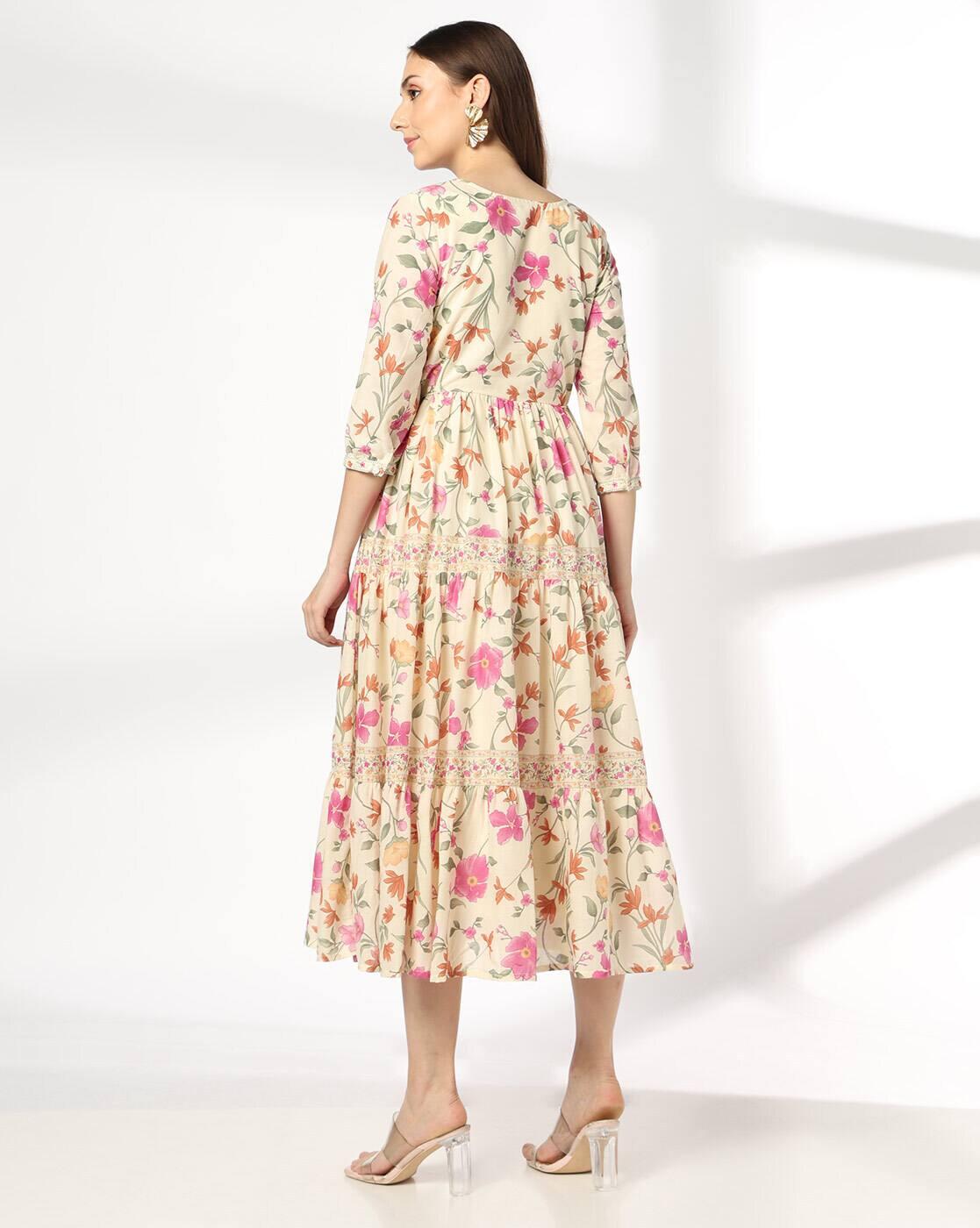 FUSION | Women Floral Print Tiered Dress|2