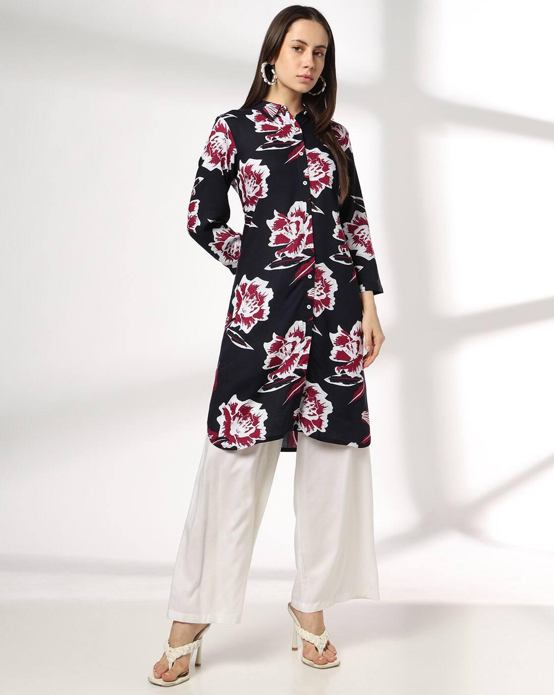 FUSION | Women Floral Print Straight Kurta|0