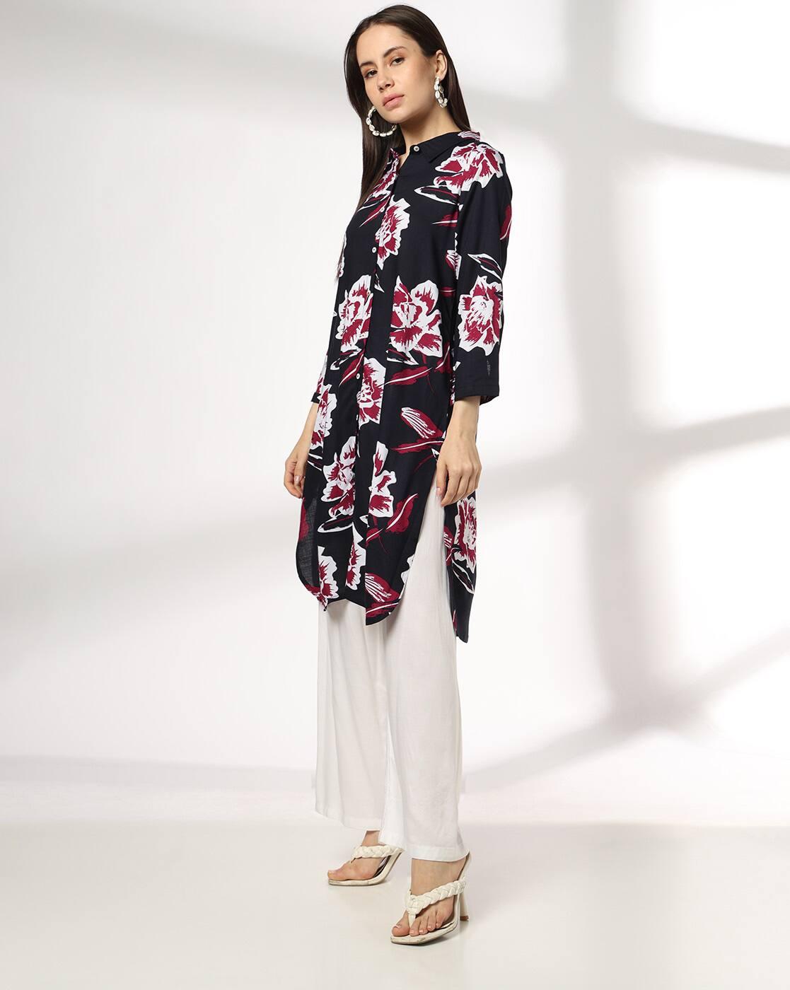 FUSION | Women Floral Print Straight Kurta|1