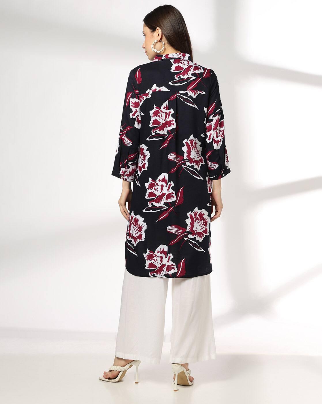 FUSION | Women Floral Print Straight Kurta|2