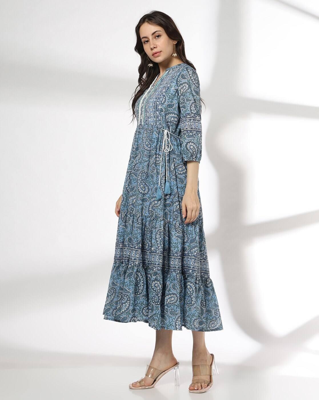 FUSION | Women Paisley Print Tiered Dress|1