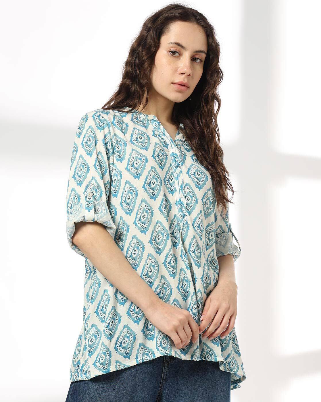 FUSION | Women Geometric Print Straight Kurti|0