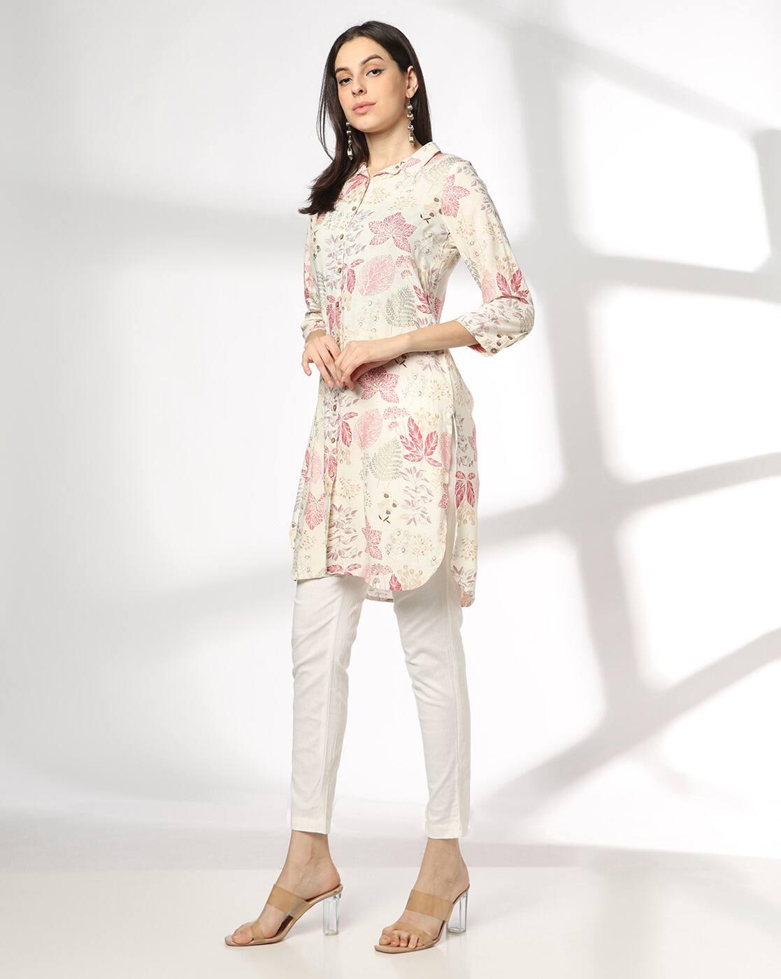 FUSION | Women Leaf Print Straight Kurti|1