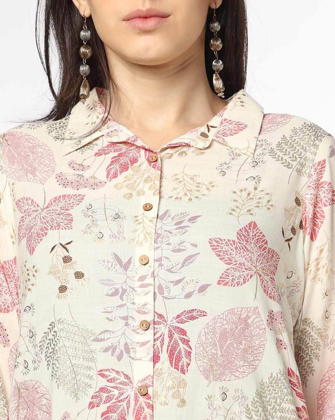 FUSION | Women Leaf Print Straight Kurti|3
