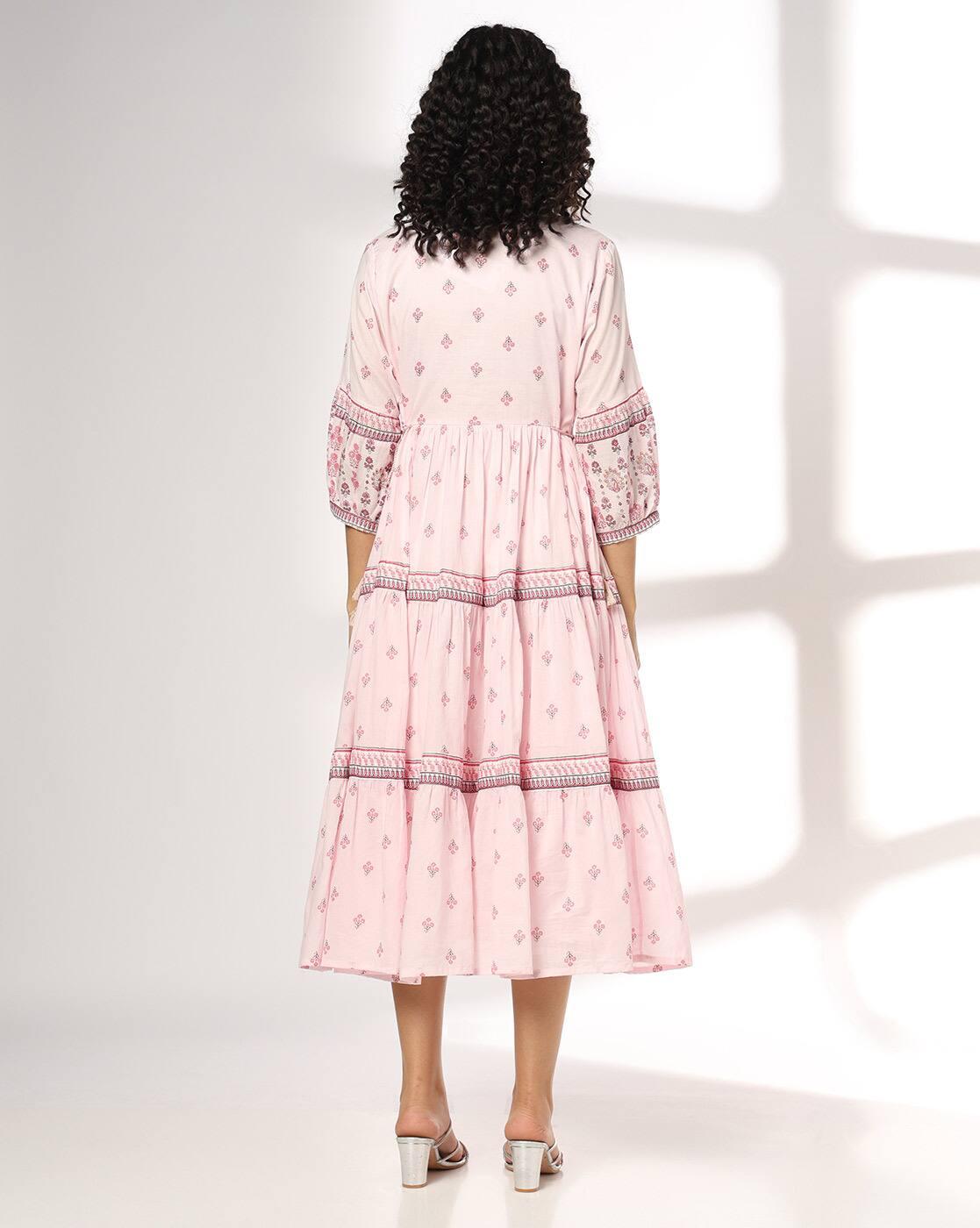 FUSION | Women Floral Print Tiered Midi Dress|2