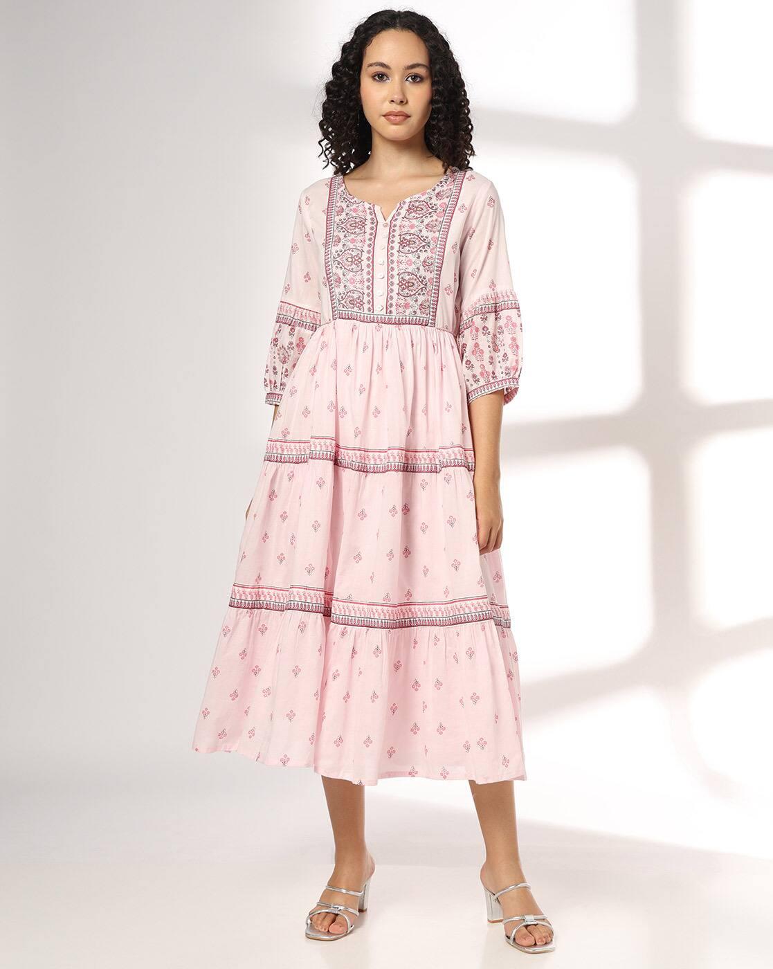 FUSION | Women Floral Print Tiered Midi Dress|3