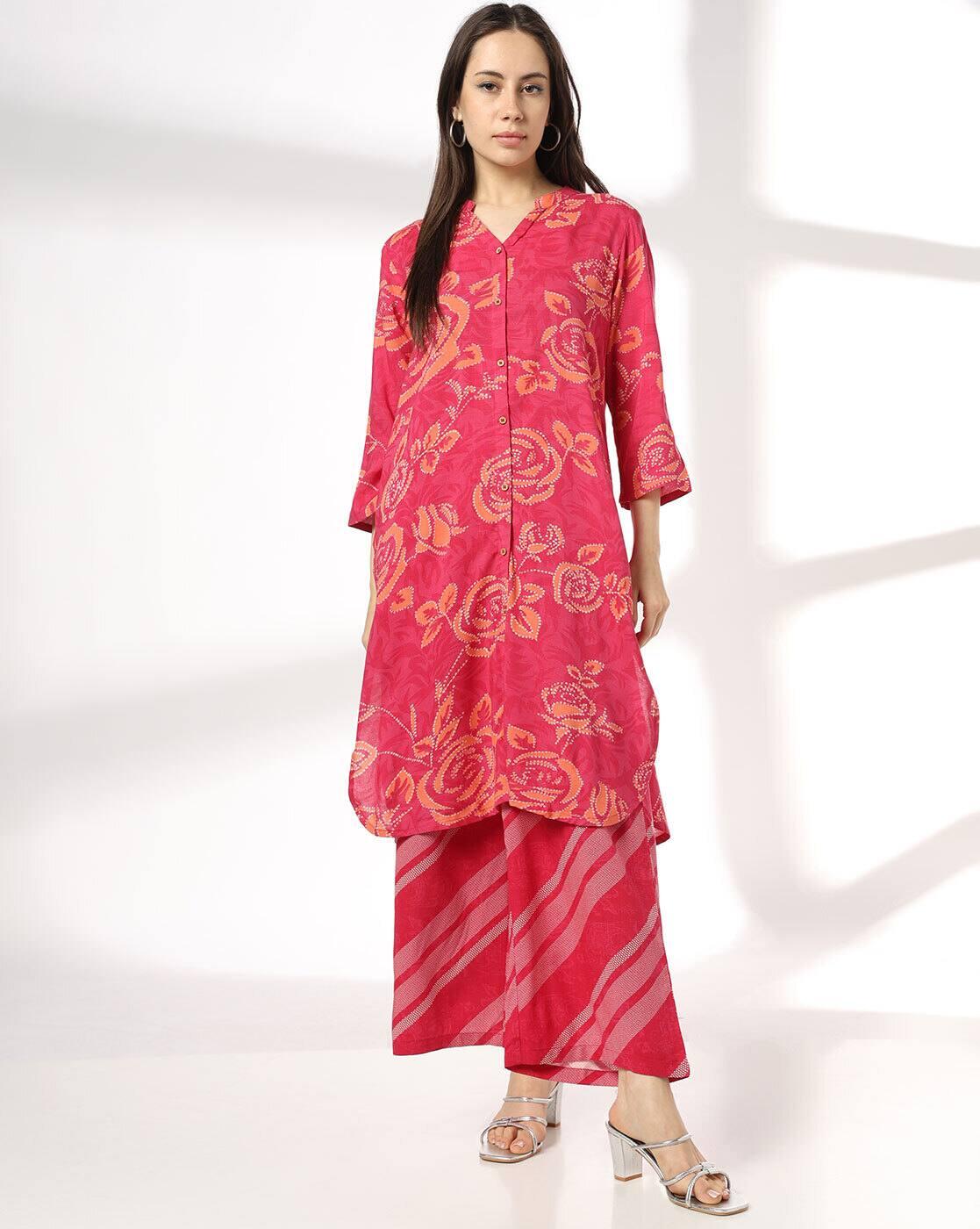 FUSION | Women Floral Print Straight Kurta & Bottom Set|0