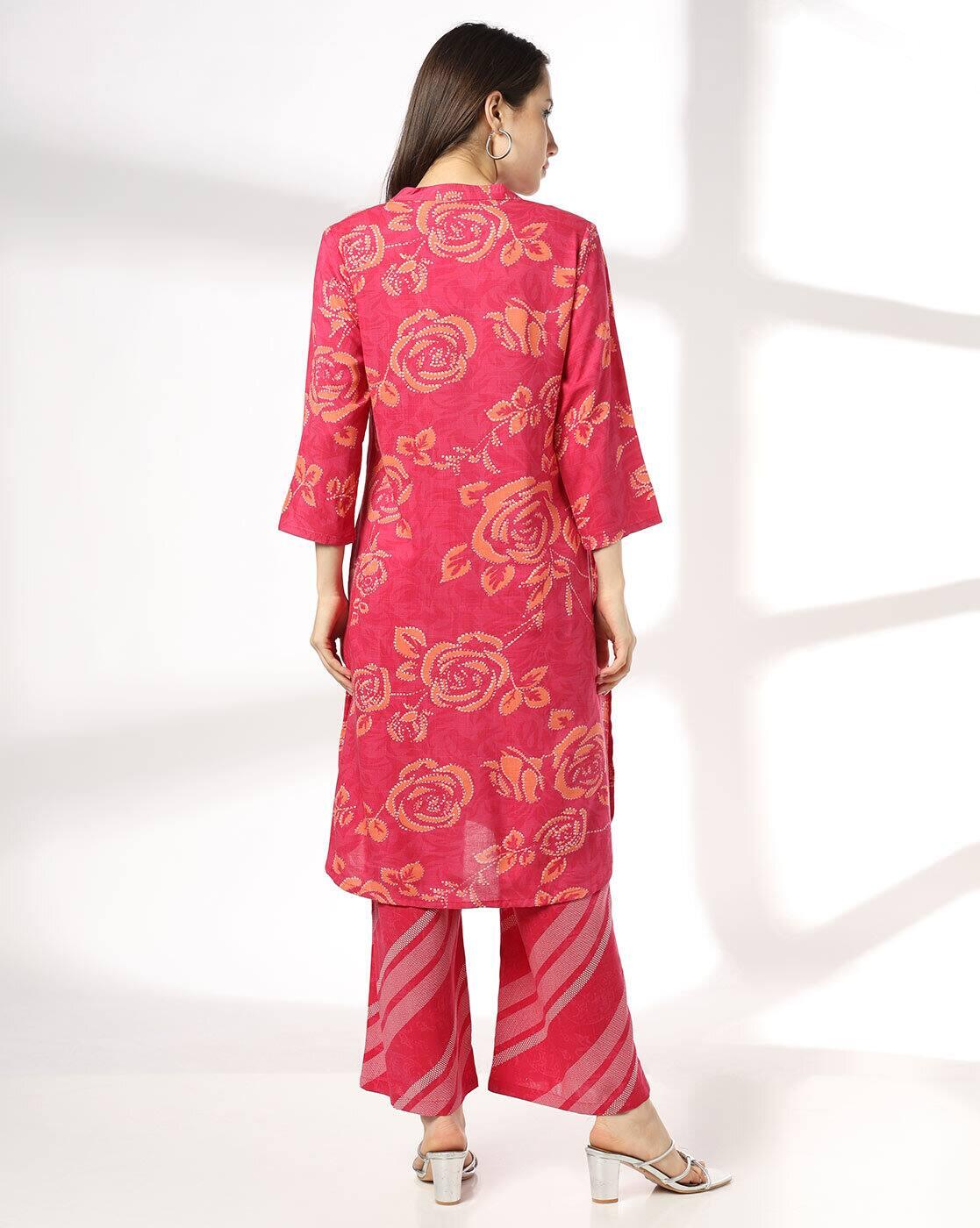 FUSION | Women Floral Print Straight Kurta & Bottom Set|2