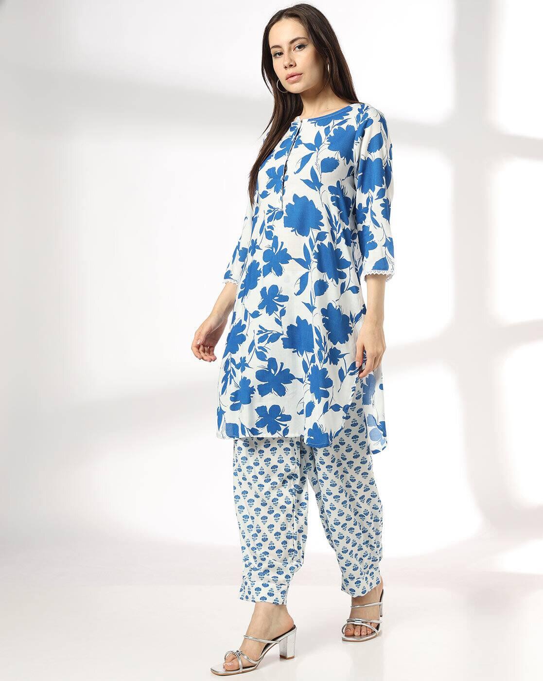 FUSION | Women Floral Print Straight Kurta & Bottom Set|0