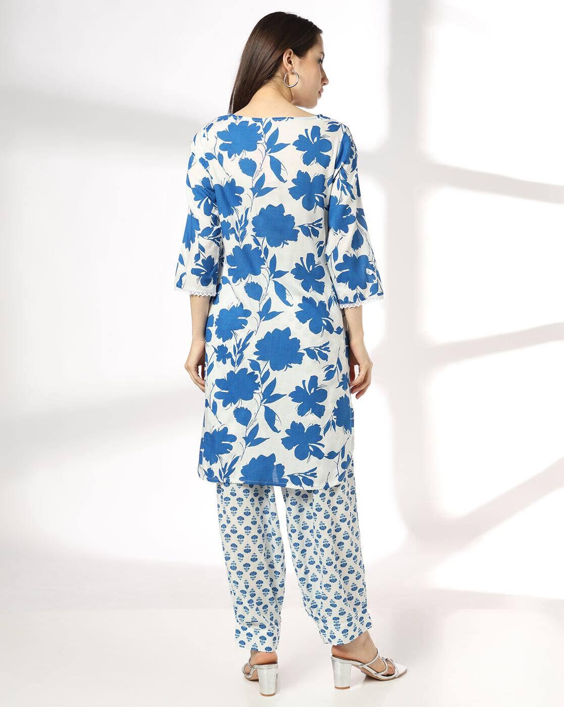 FUSION | Women Floral Print Straight Kurta & Bottom Set|2