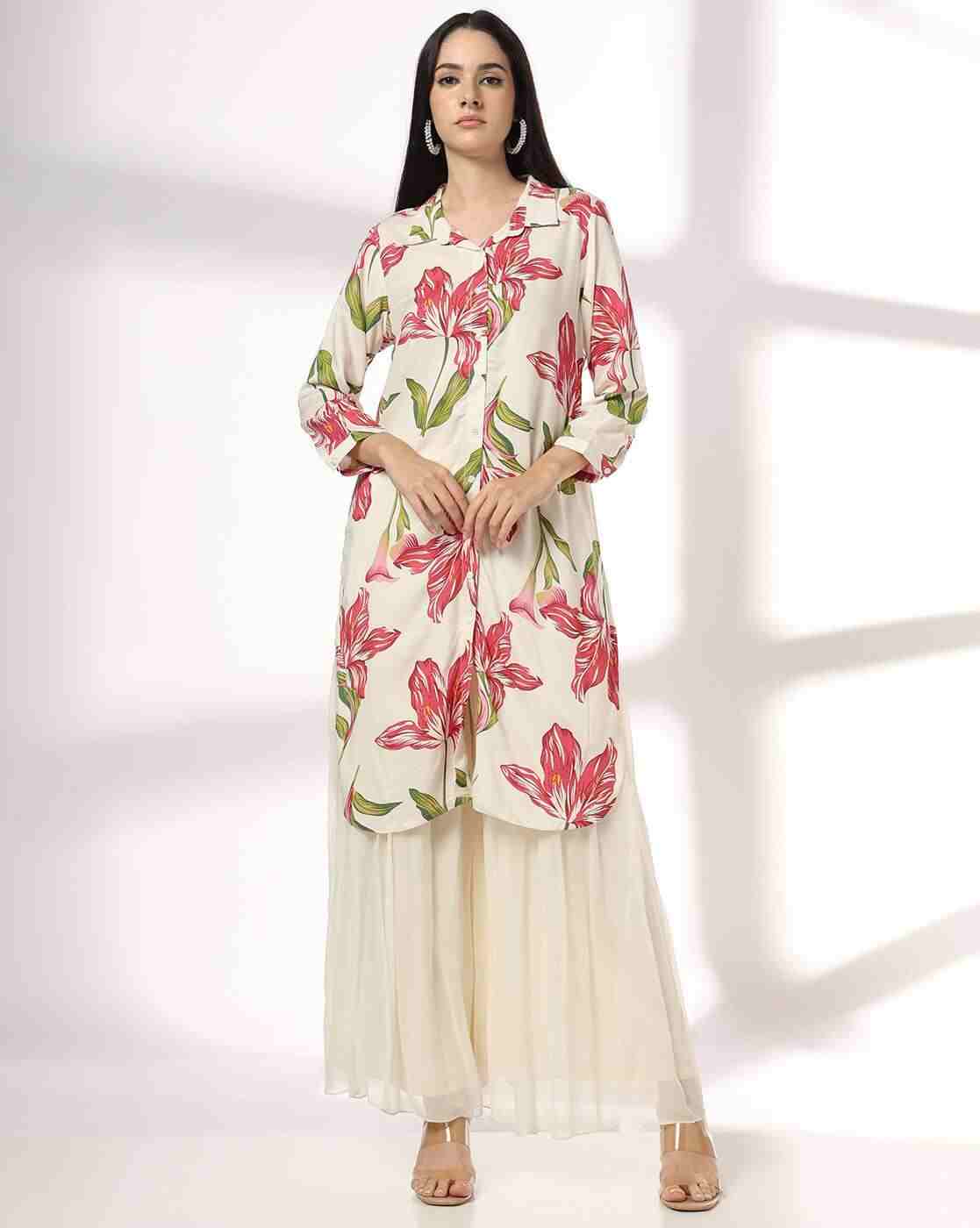 FUSION | Women Floral Print Straight Kurta|0