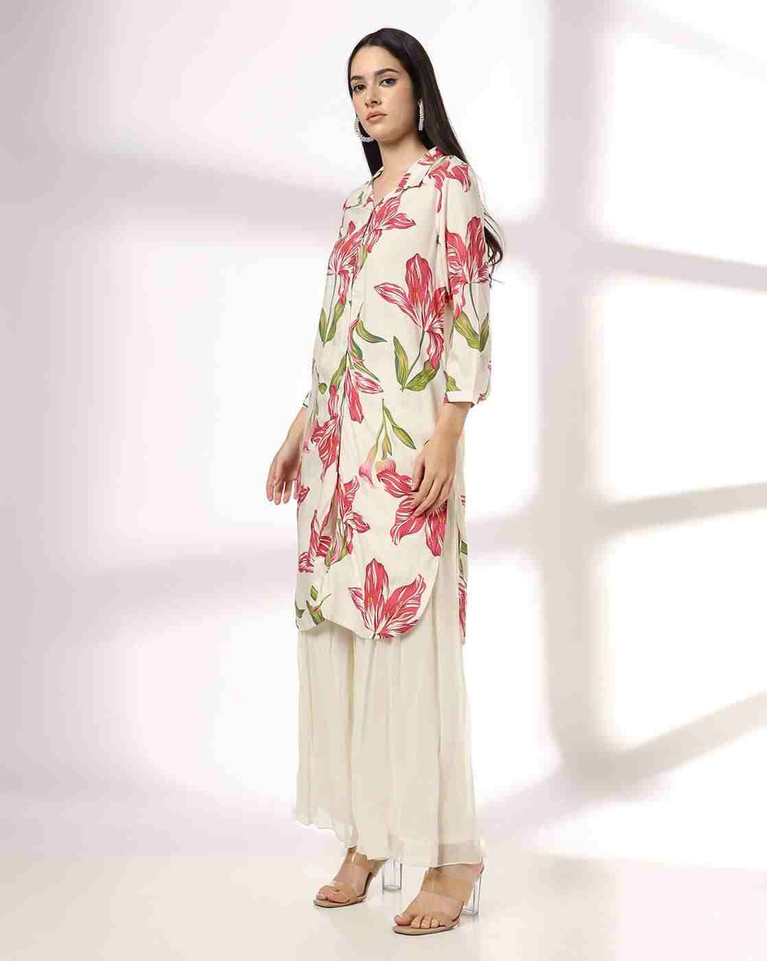 FUSION | Women Floral Print Straight Kurta|1