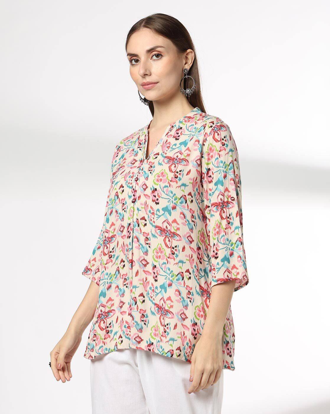 FUSION | Women Floral Print Flared Kurti|1