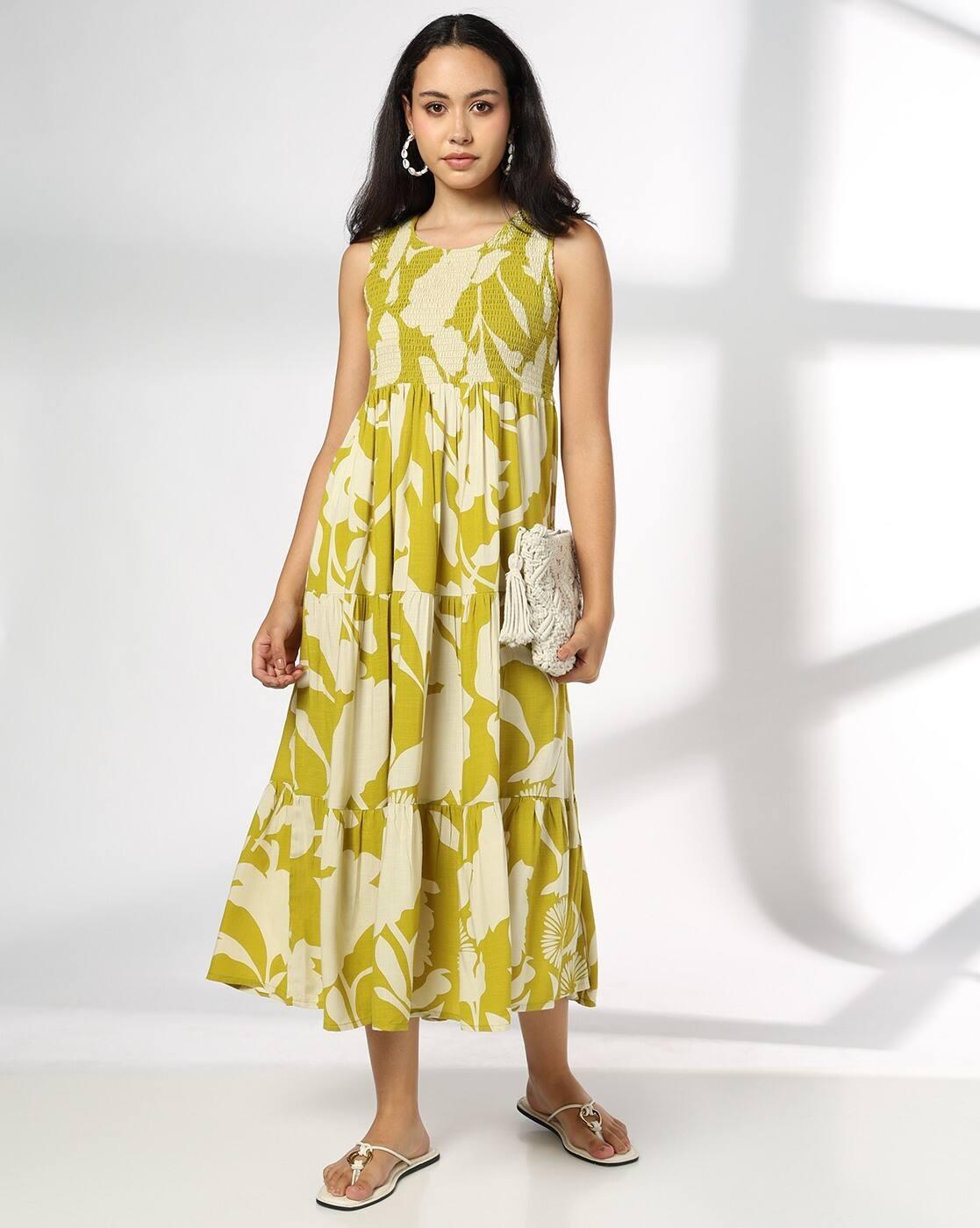 FUSION | Women Printed Smocked Tiered Dress|0