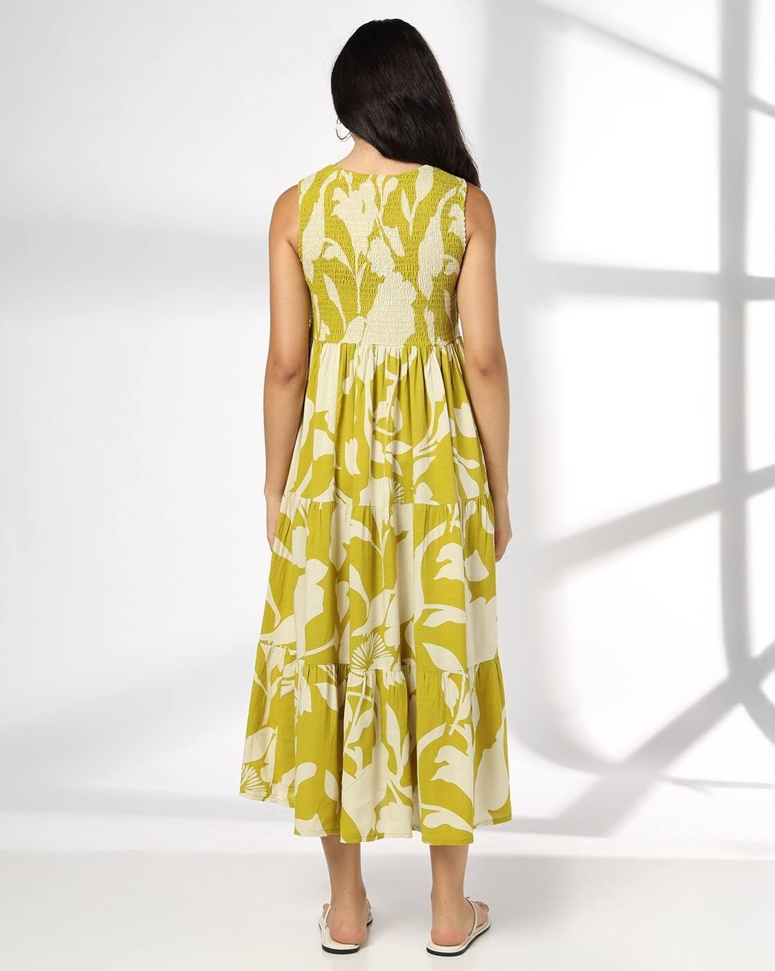 FUSION | Women Printed Smocked Tiered Dress|2