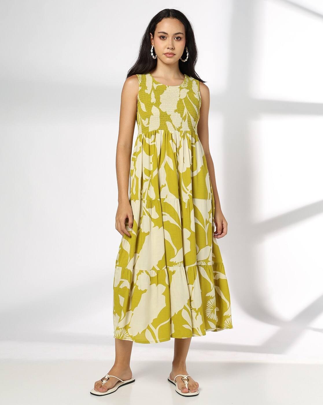 FUSION | Women Printed Smocked Tiered Dress|3