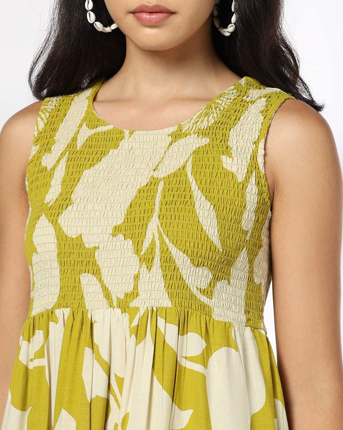 FUSION | Women Printed Smocked Tiered Dress|4