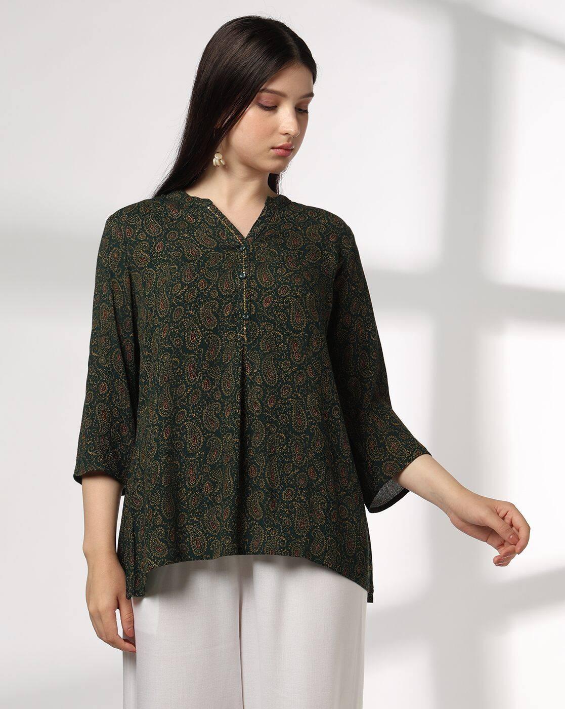 FUSION | Women Paisley Print A-Line Kurti|0