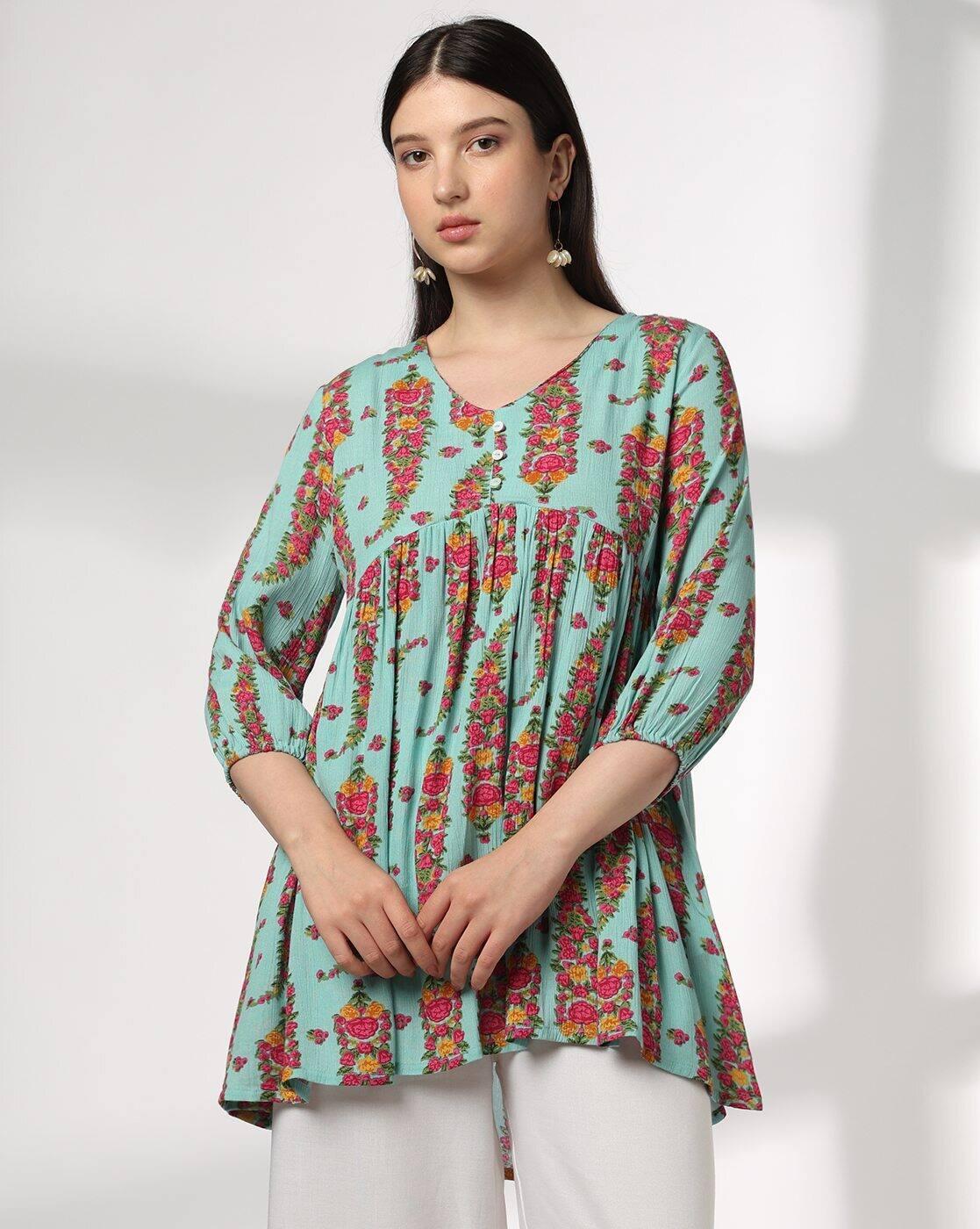 FUSION | Women Floral Print Alia Cut A-Line Kurti|0