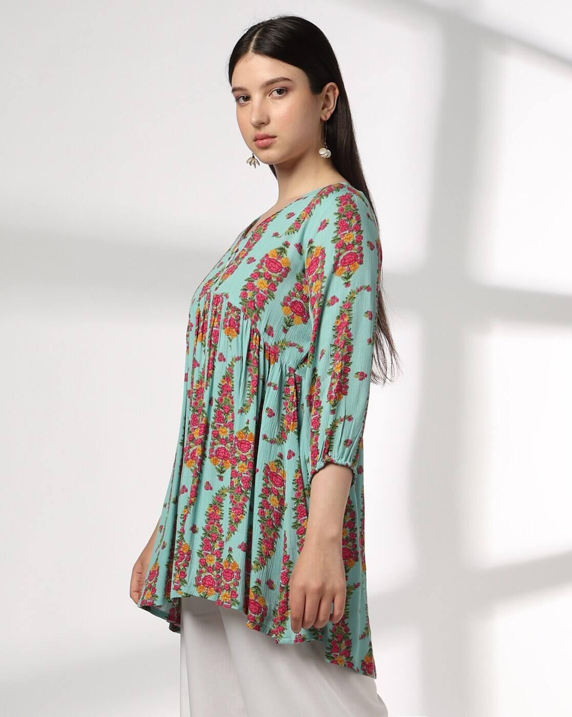 FUSION | Women Floral Print Alia Cut A-Line Kurti|1