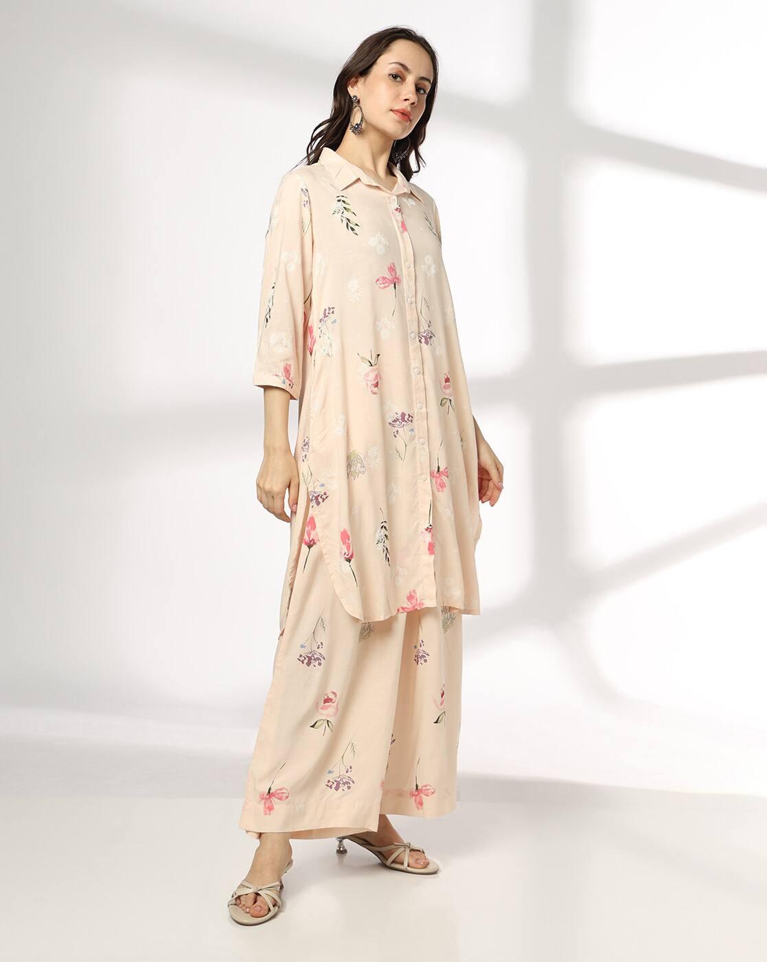 FUSION | Women Floral Print Straight Kurta & Pants Co-Ord Set|1