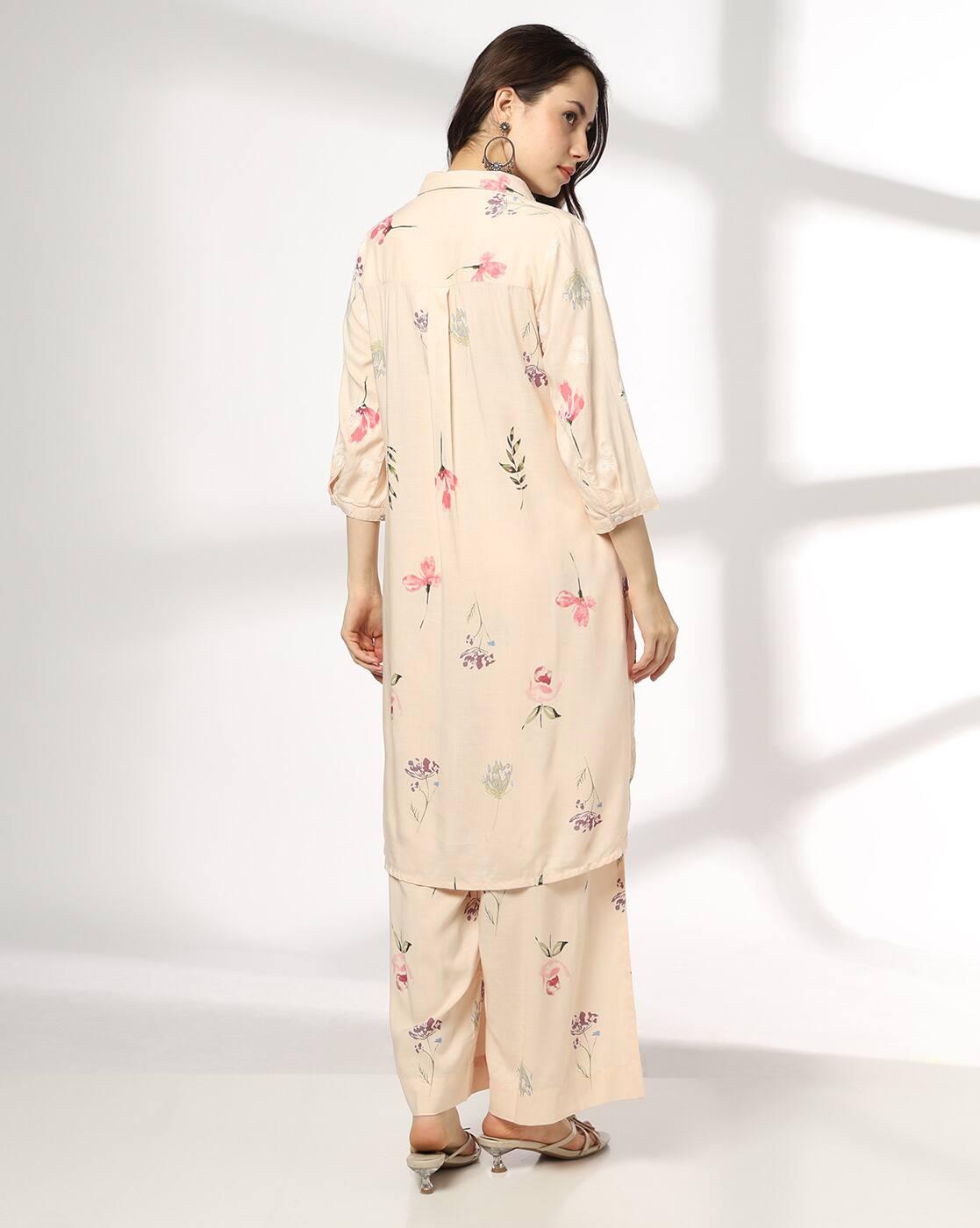 FUSION | Women Floral Print Straight Kurta & Pants Co-Ord Set|2