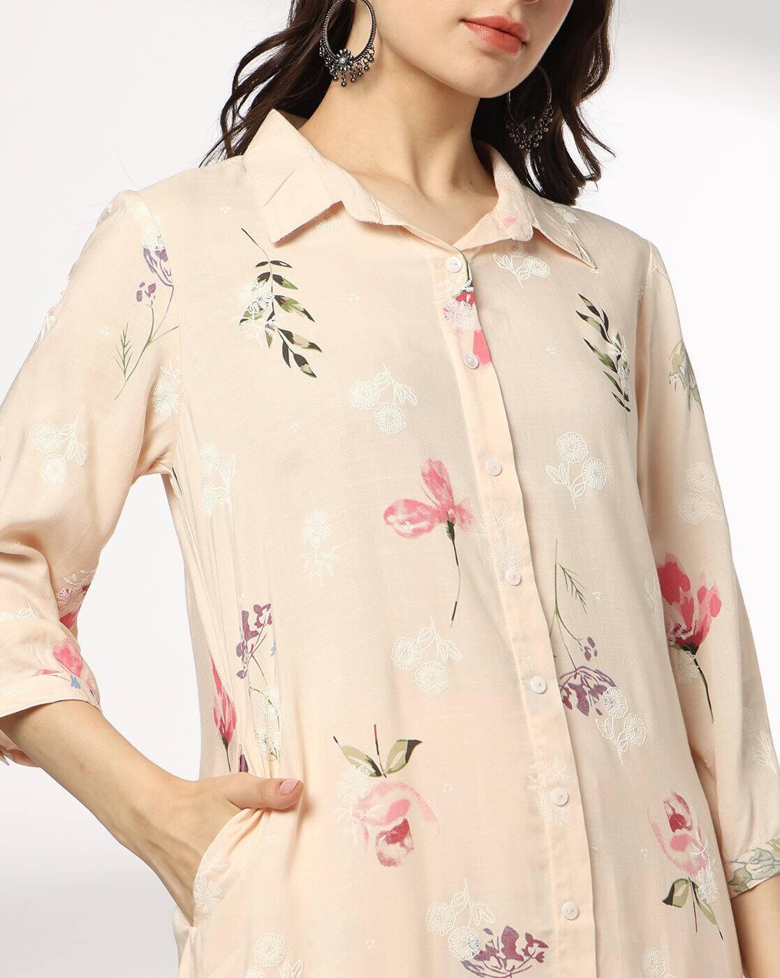 FUSION | Women Floral Print Straight Kurta & Pants Co-Ord Set|3