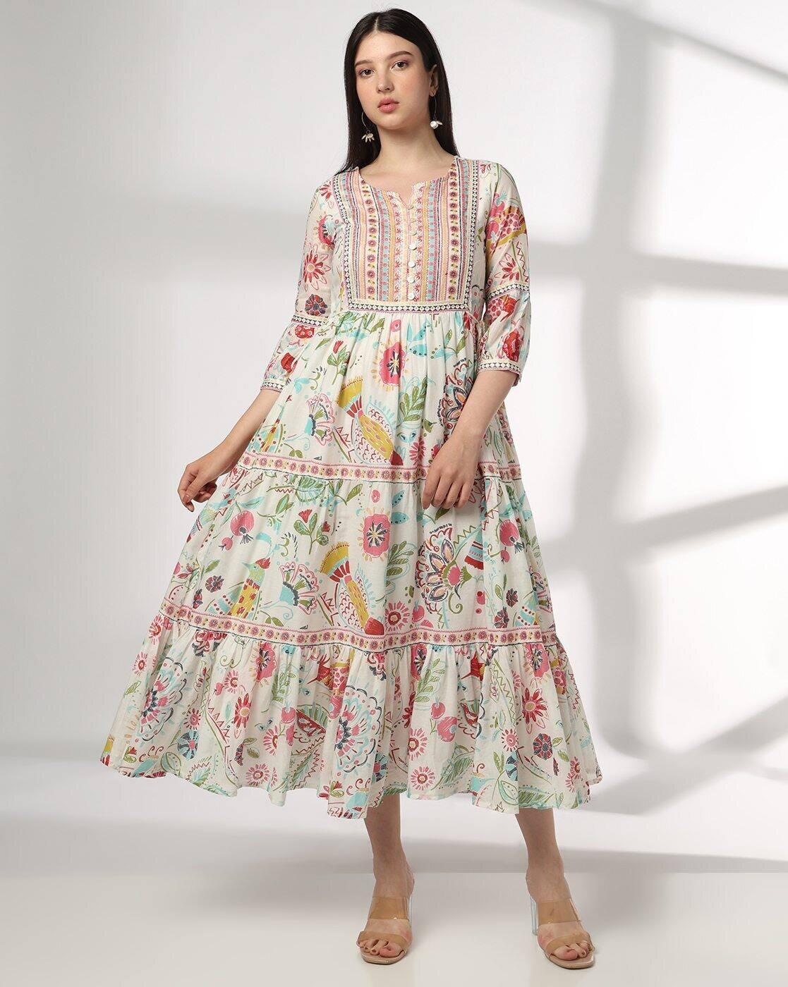 FUSION | Women Floral Print Fit & Flare Maxi Dress|0