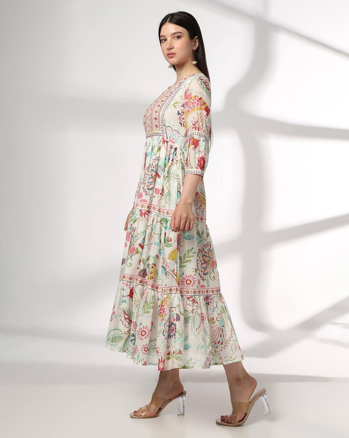 FUSION | Women Floral Print Fit & Flare Maxi Dress|1