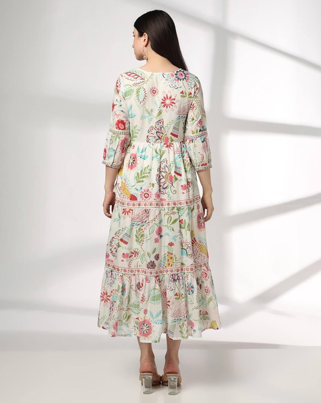 FUSION | Women Floral Print Fit & Flare Maxi Dress|2