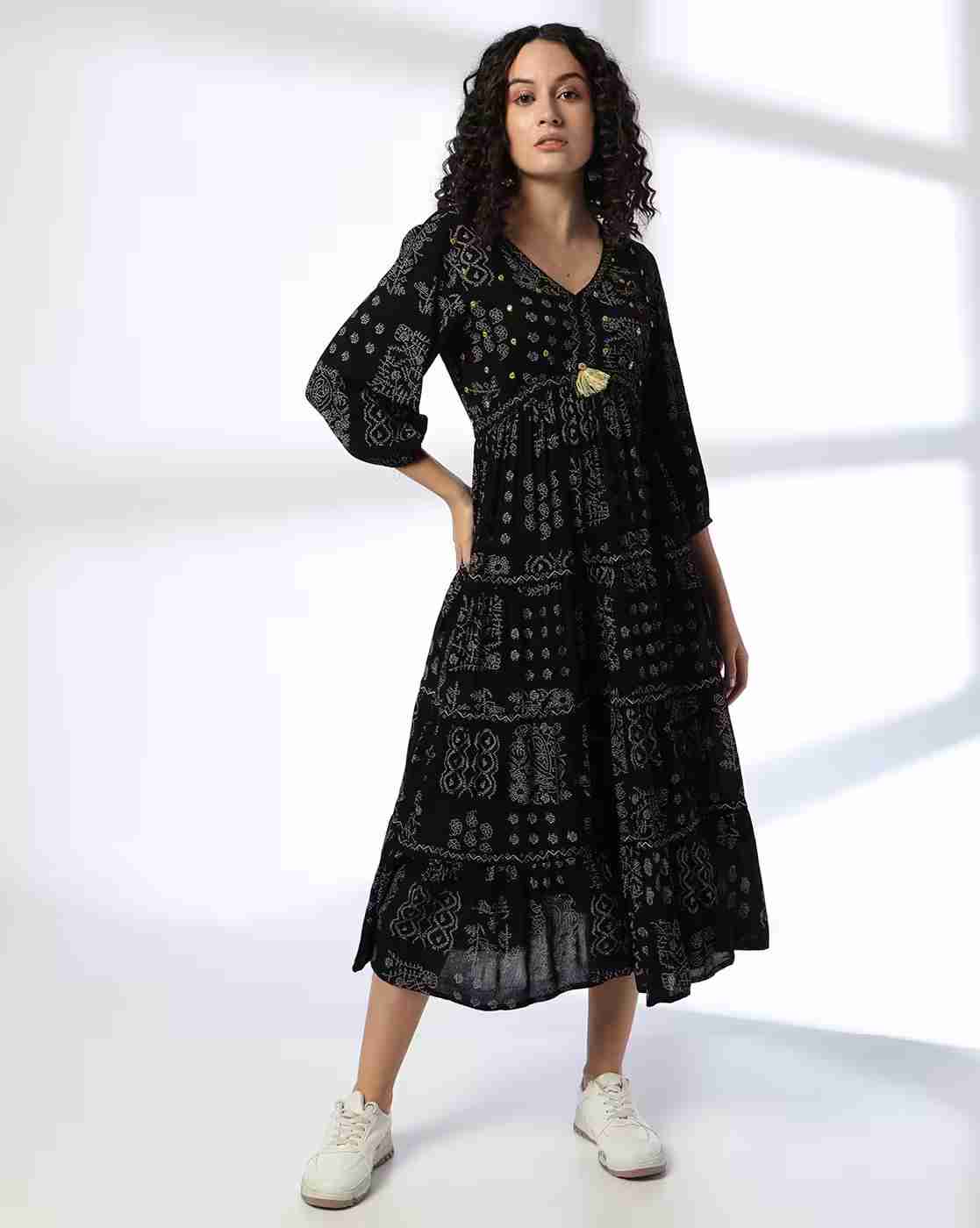FUSION | Women Printed A-Line Dress|0